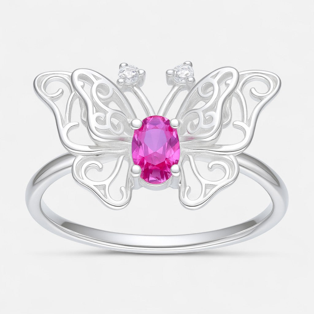 Anillo Mariposa Circón Rubí