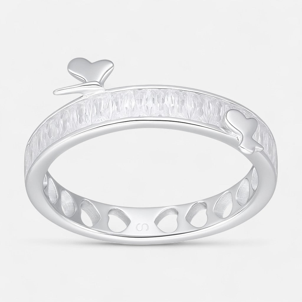 Anillo Mariposas Corazones Circones Baguette