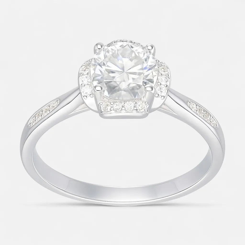 Anillo Flor Moissanita y Circones