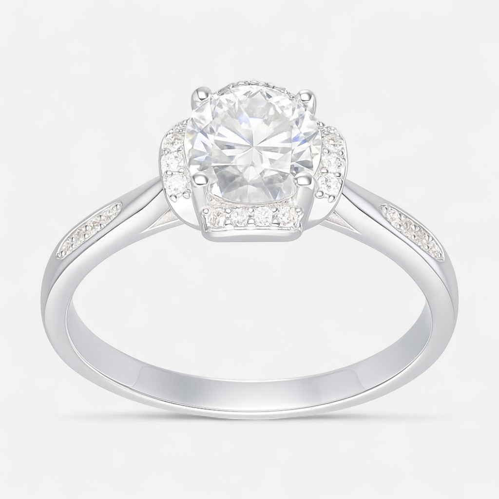 Anillo Flor Moissanita y Circones
