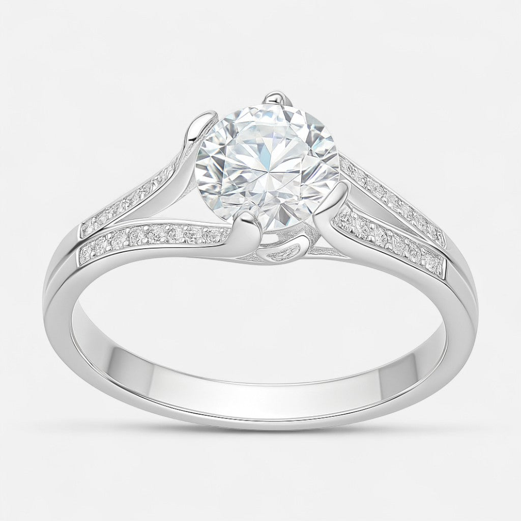 Anillo Solitario Moissanita y Circones