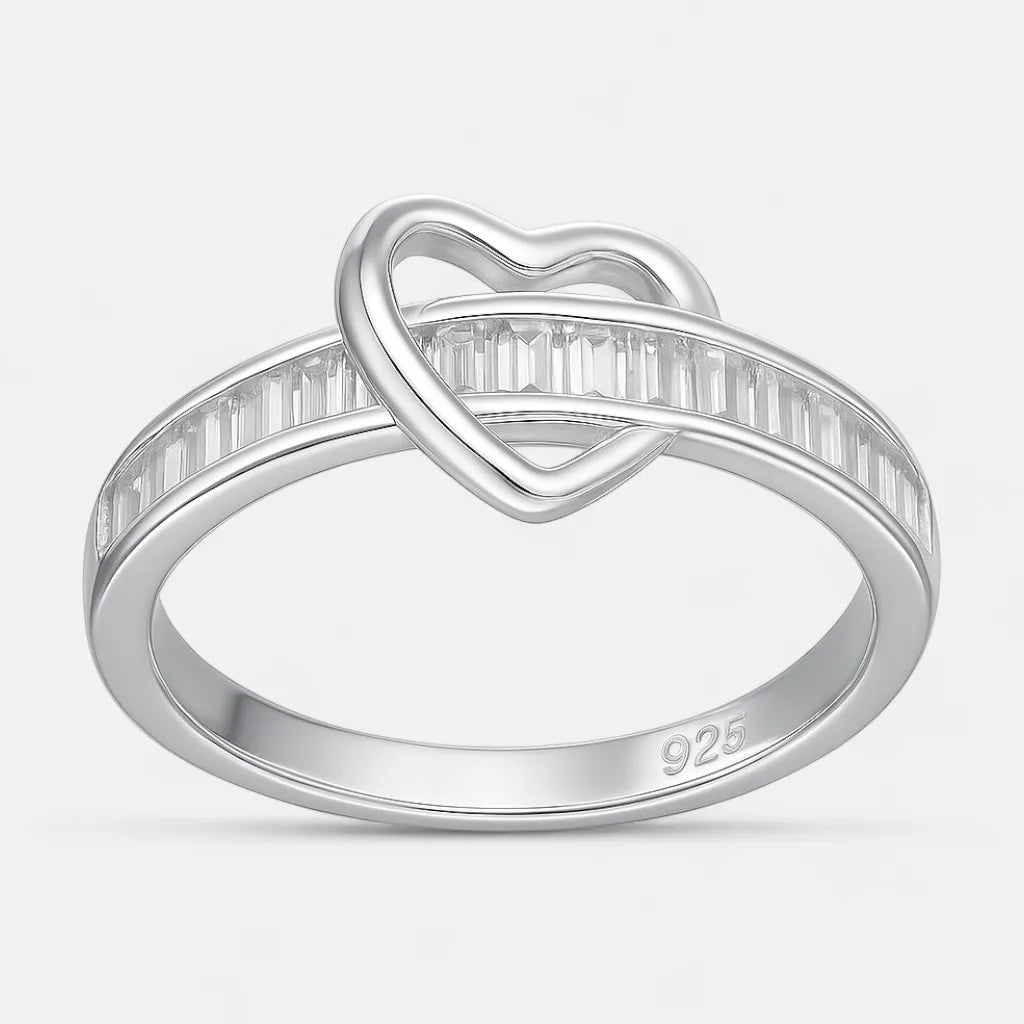 Anillo Corazón Circones Baguette