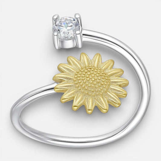 Anillo Ajustable Girasol Circón 18