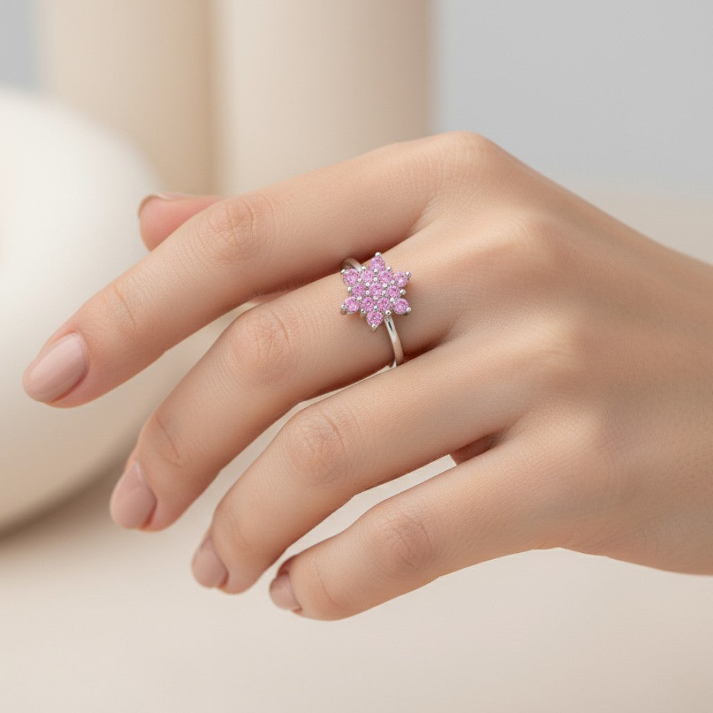 Anillo Flor Circones Rosa Francia