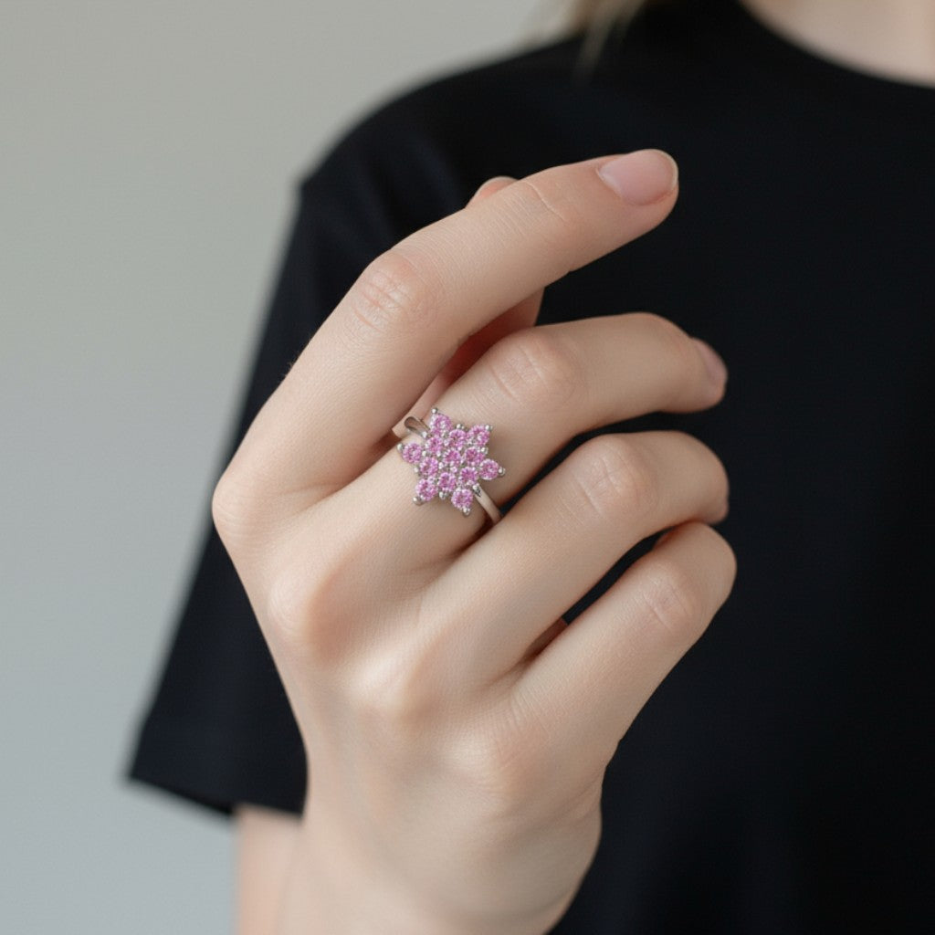 Anillo Flor Circones Rosa Francia