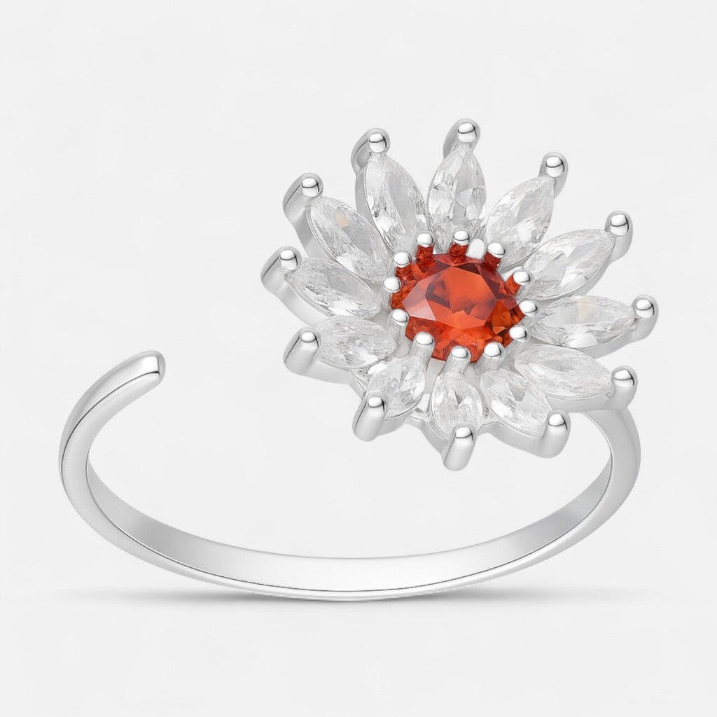 Anillo Flor Margarita Circones Granate