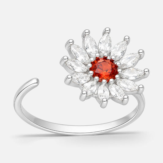 Anillo Flor Margarita Circones Granate