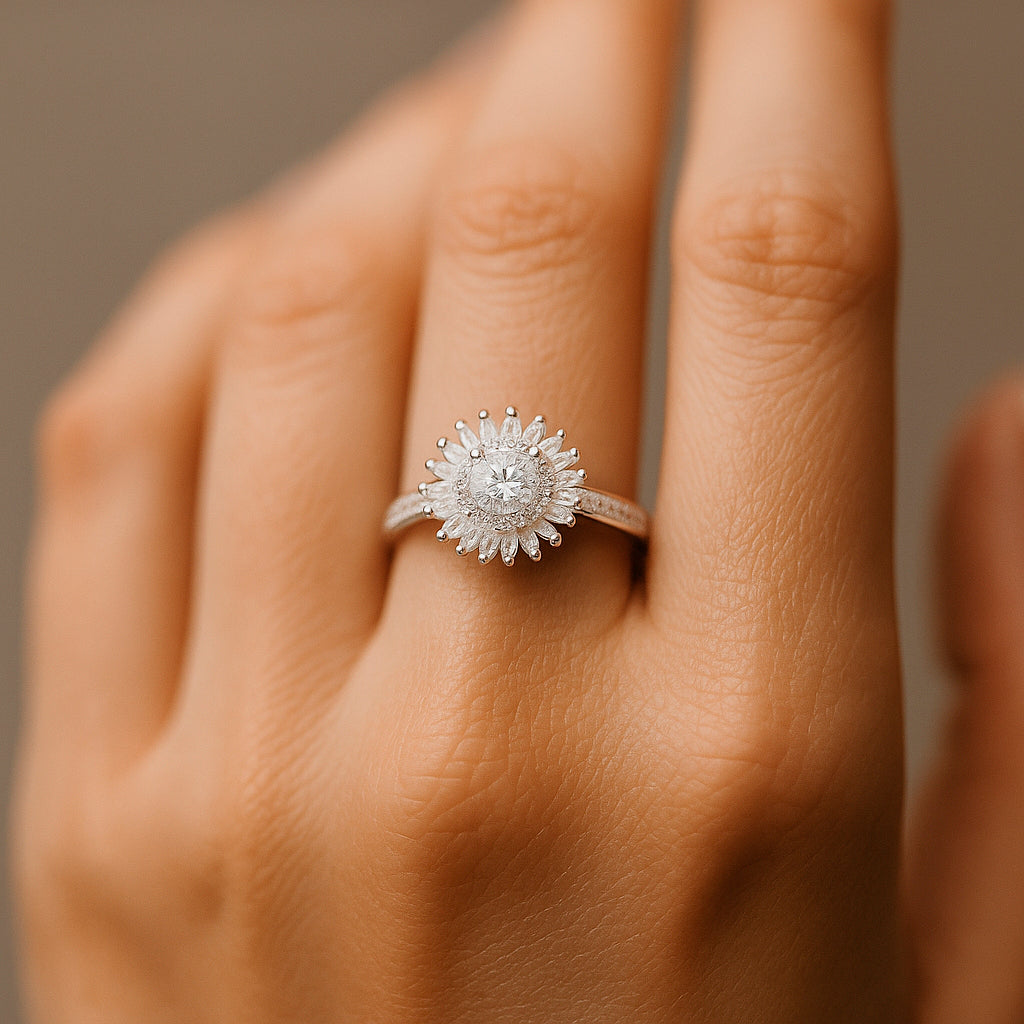 Anillo Girasol Circones Pavé