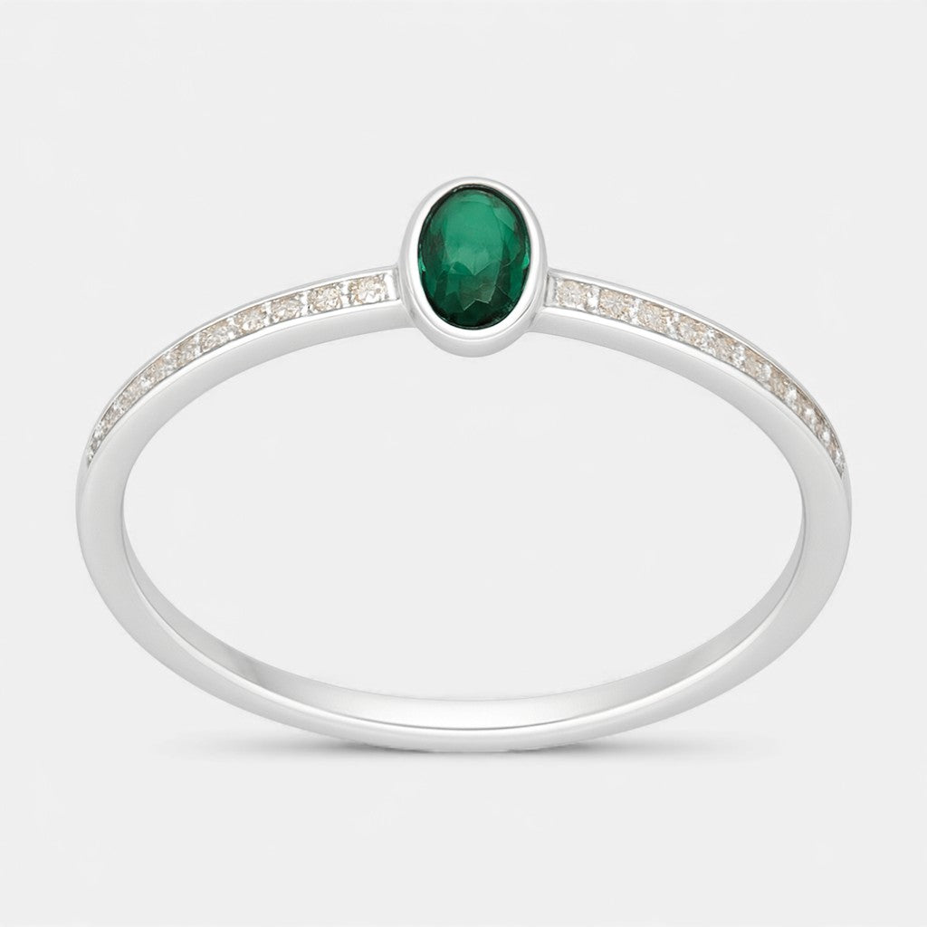 Anillo Ovalo Circón Esmeralda