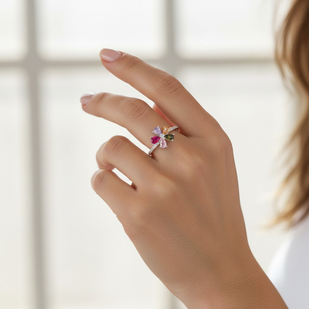 Anillo Flor Circones Multicolor