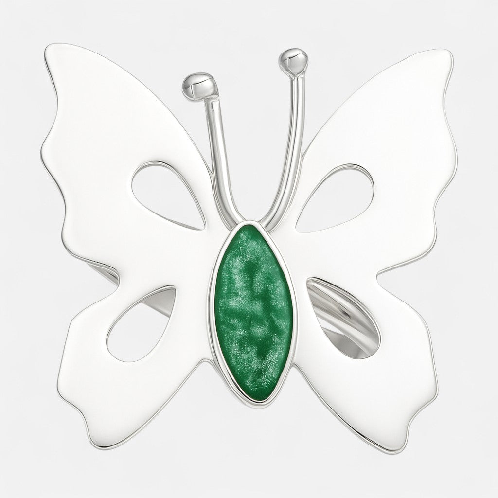 Anillo Mariposa Verde Metalizado