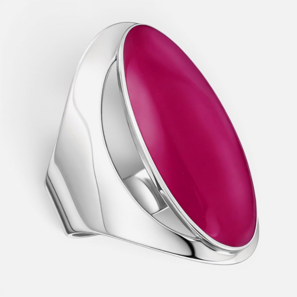 Anillo Ovalado Fucsia Metalizado
