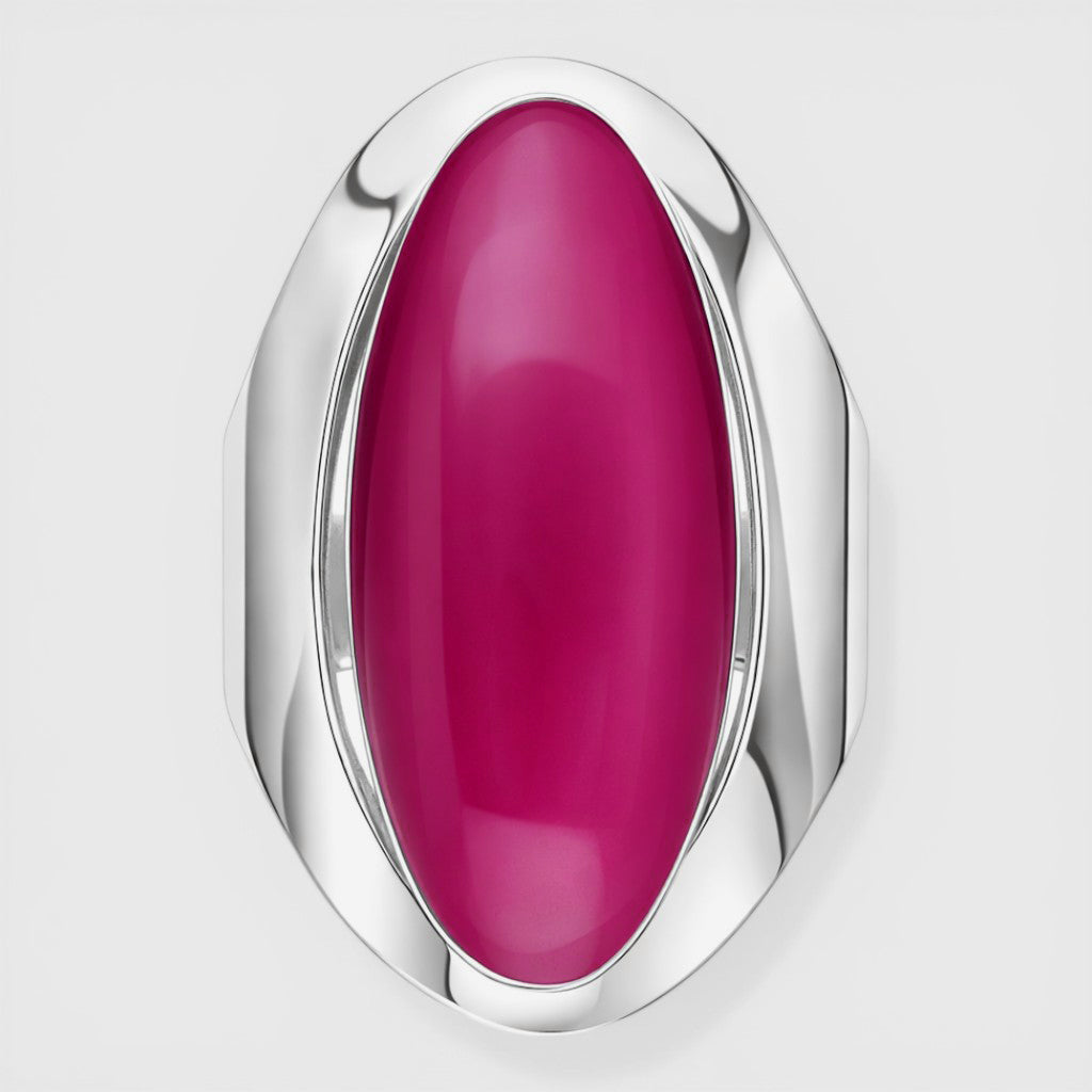 Anillo Ovalado Fucsia Metalizado