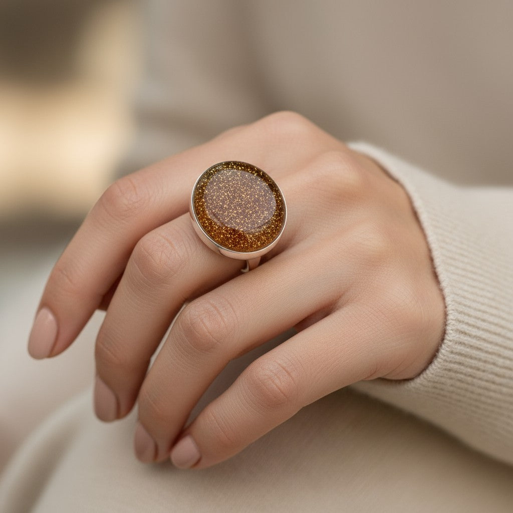 Anillo Circular Lluvia Ambar