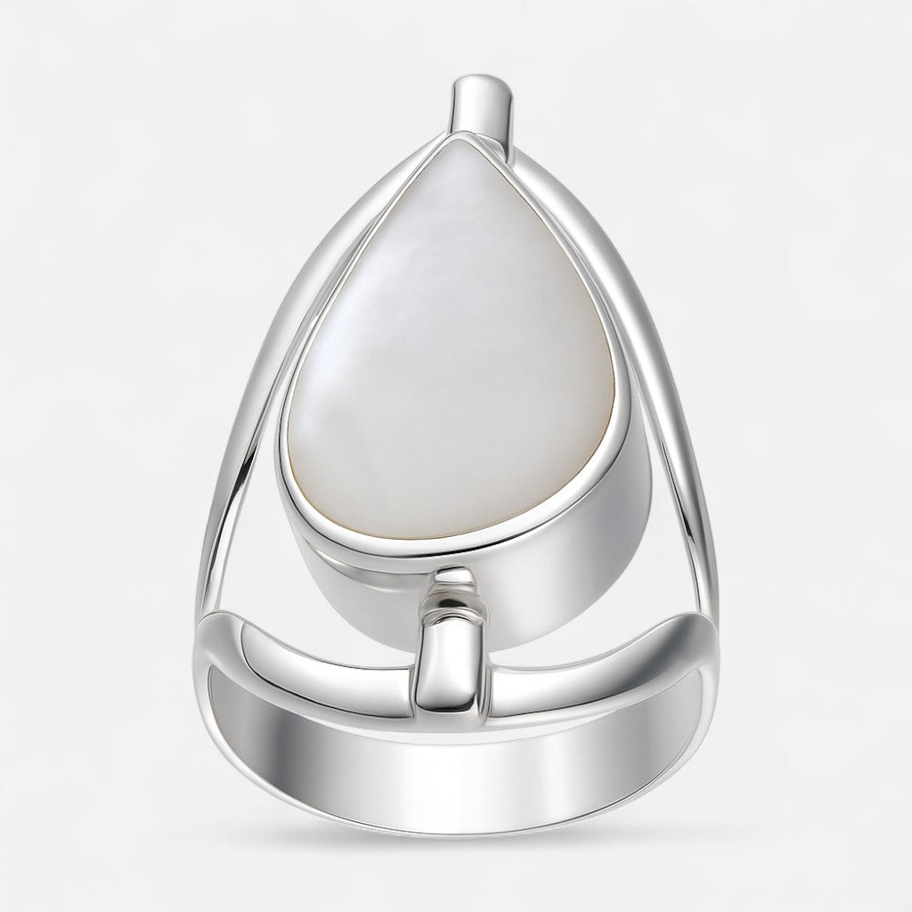 Anillo Reversible Gota Crisocola Nácar