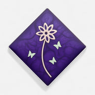 Anillo Flor Mariposas Morado Metalizado