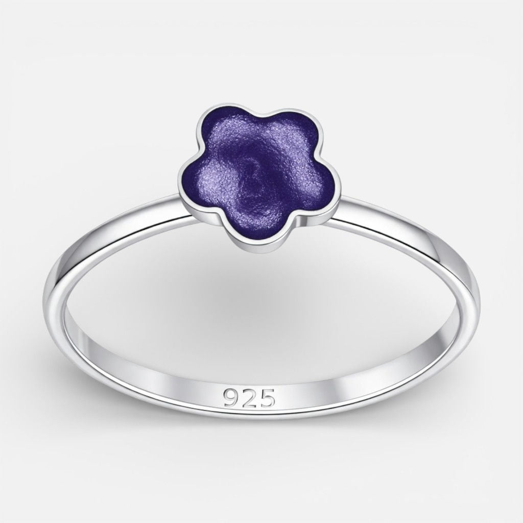 Anillo Flor Morado Metalizado