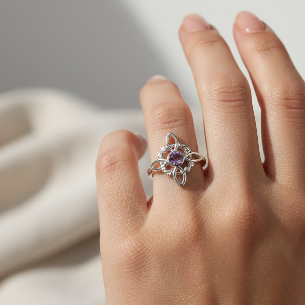 Anillo Nudo de Bruja Amatista