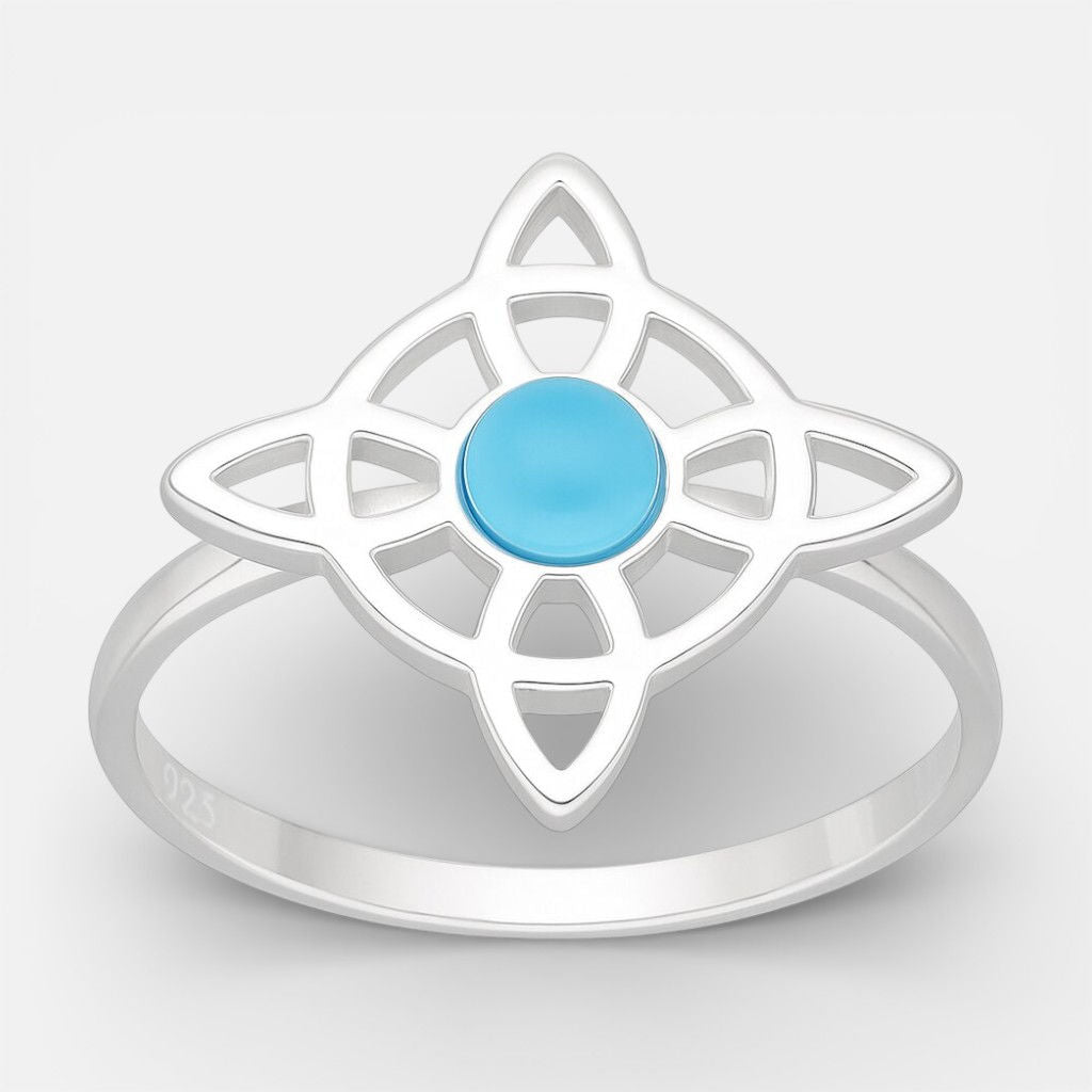 Anillo Nudo de Bruja Turquesa