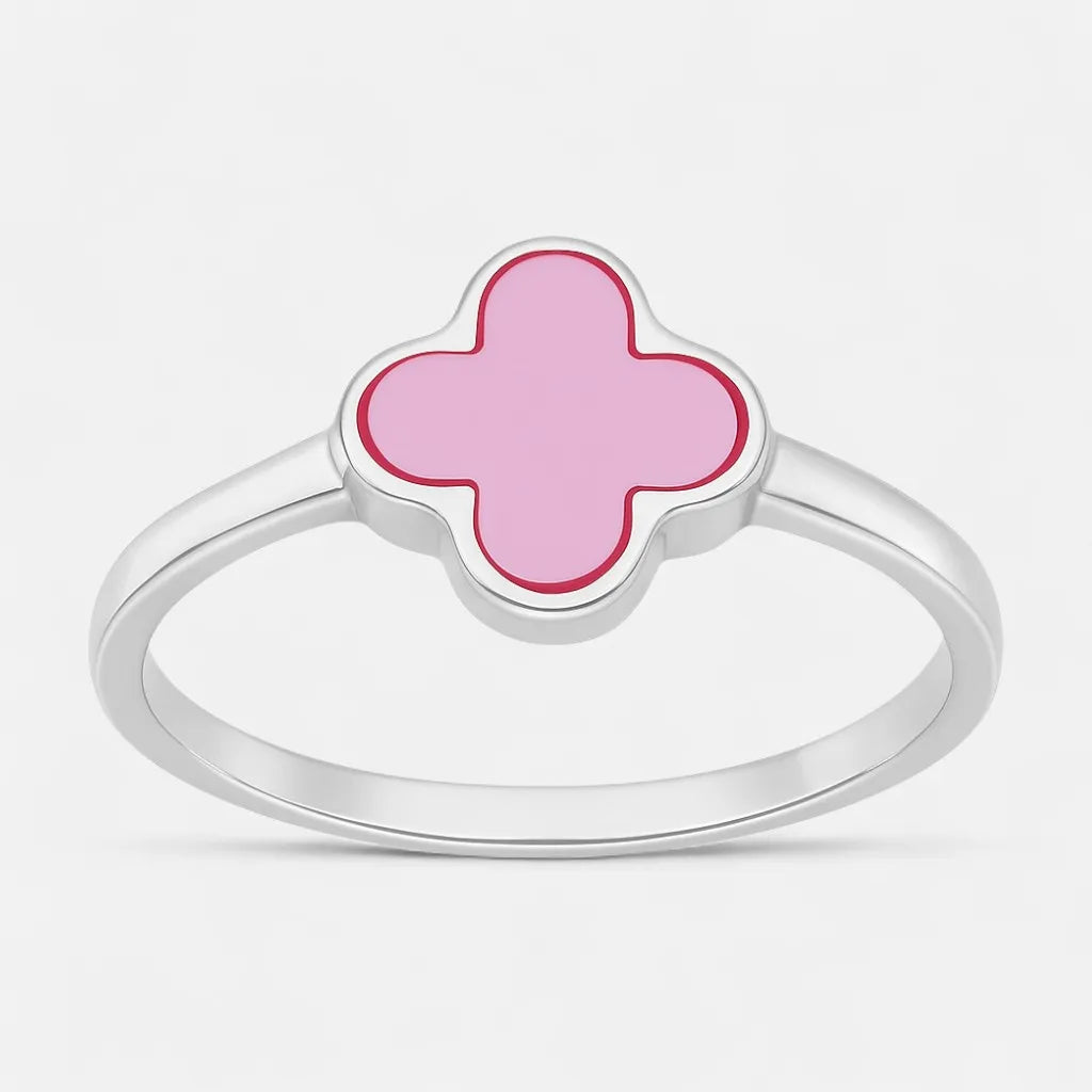 Anillo Trébol de la Suerte Nácar Rosado