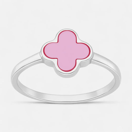 Anillo Trébol de la Suerte Nácar Rosado