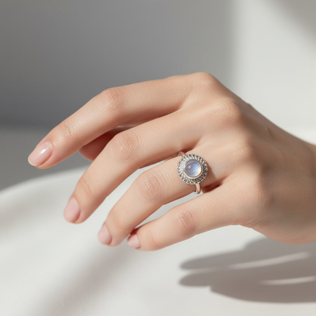 Anillo Circulo Piedra Luna
