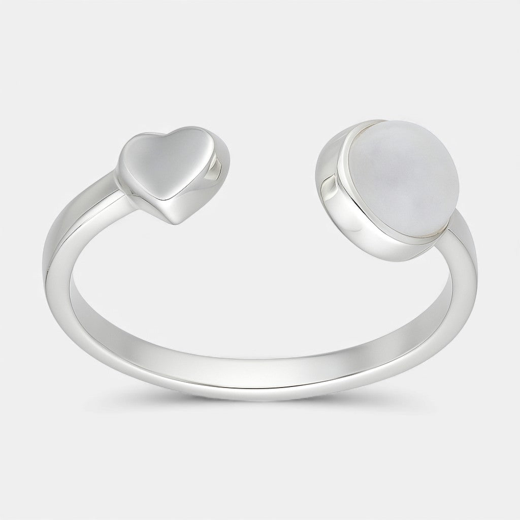 Anillo Ajustable Corazón Piedra Luna