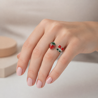 Anillo Ajustable Frutilla Cereza Esmaltada