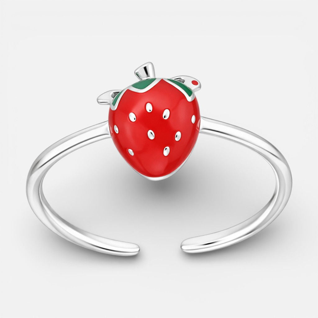 Anillo Ajustable Frutilla Esmaltada