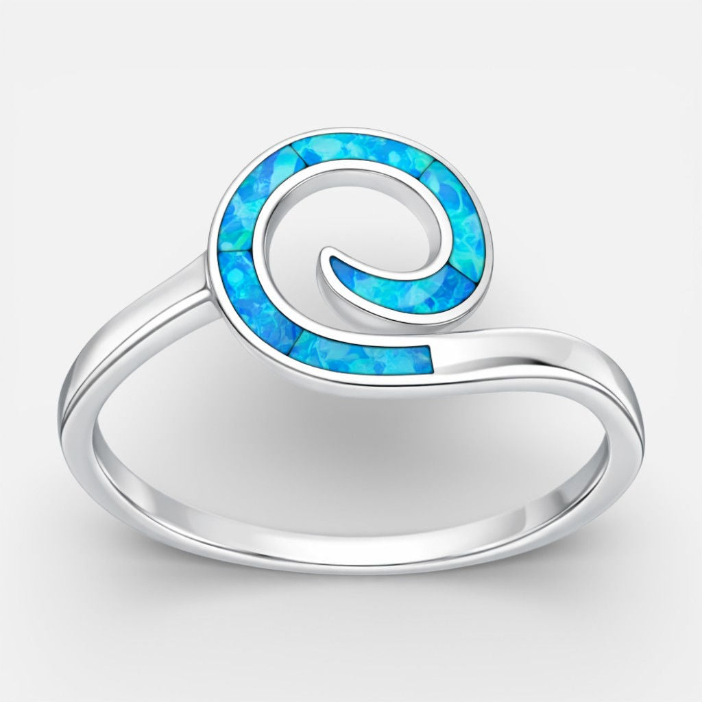 Anillo Olas Ópalo Azul
