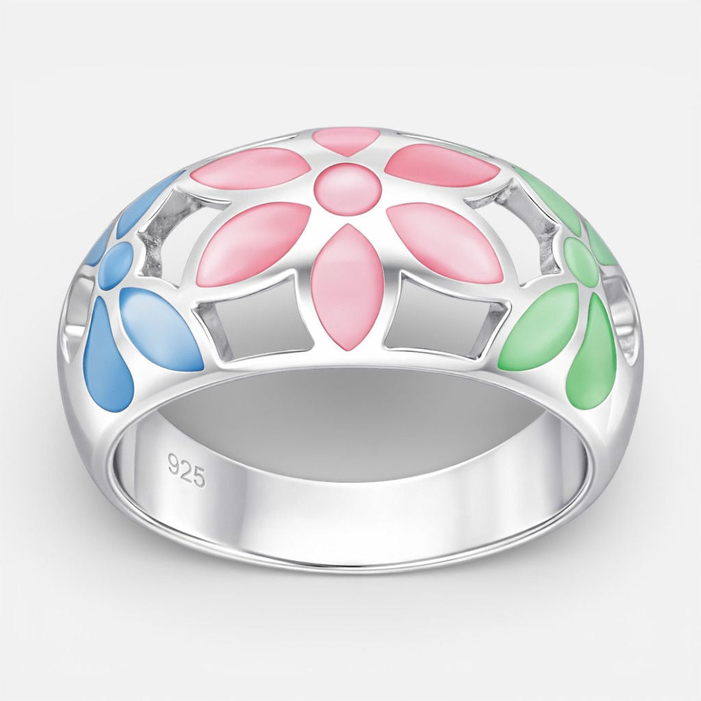 Anillo Flores Nacarado Multicolor