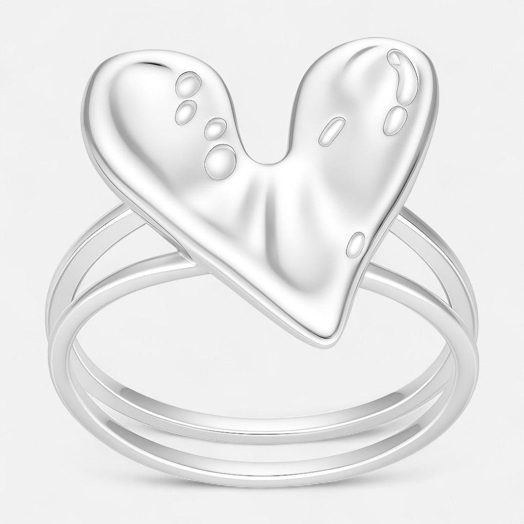 Anillo Corazón Chunky Martillado