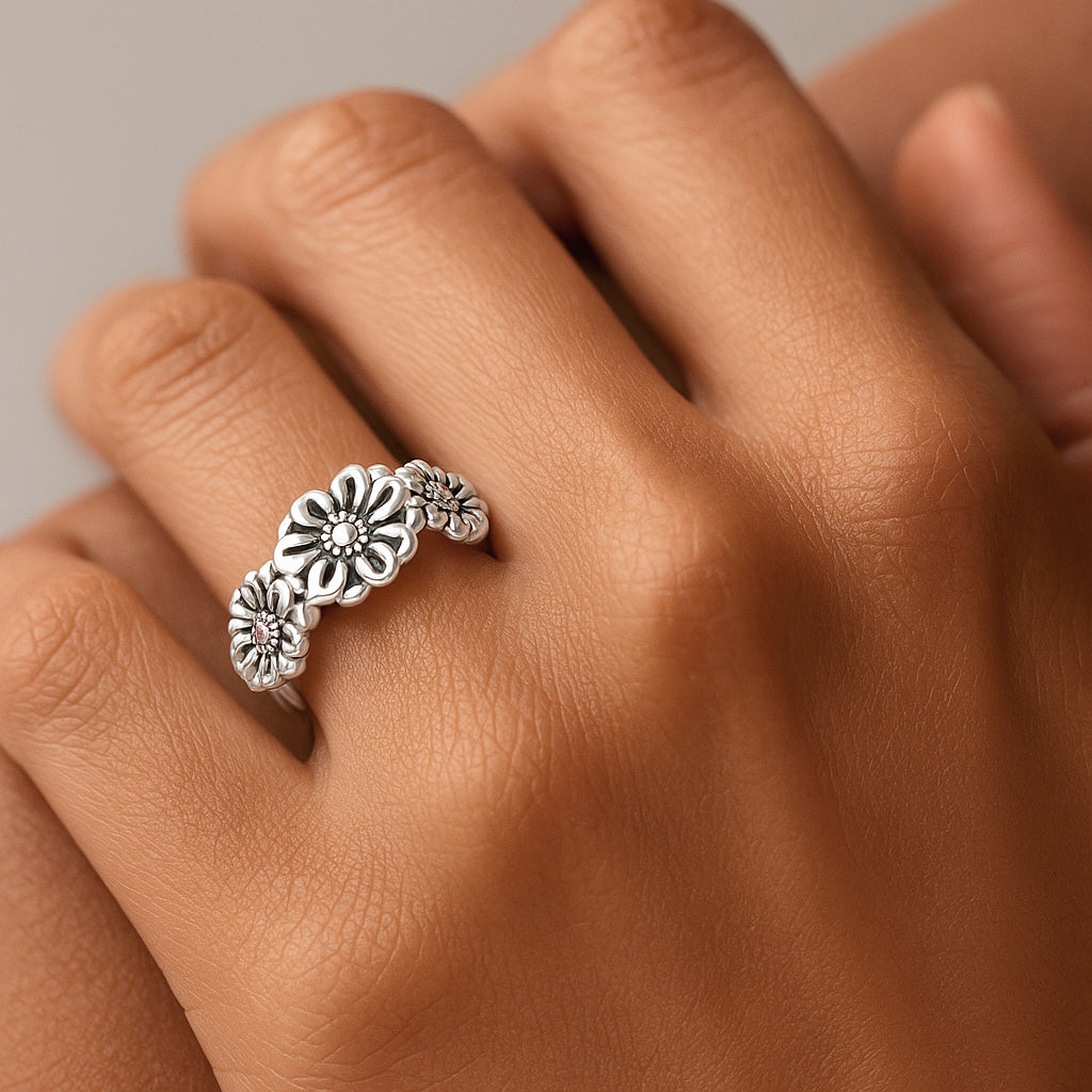 Anillo Flores Chunky