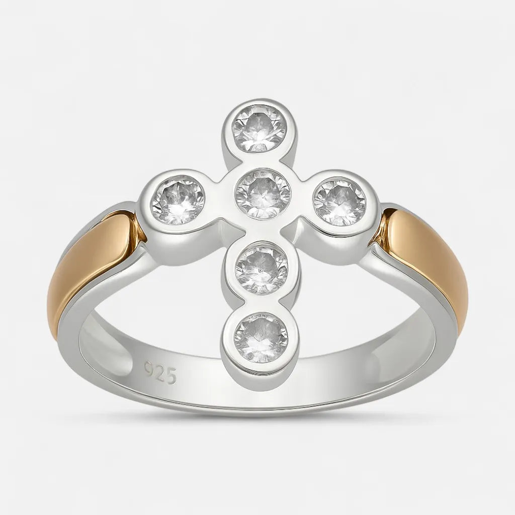 Anillo Cruz Circones en Oro