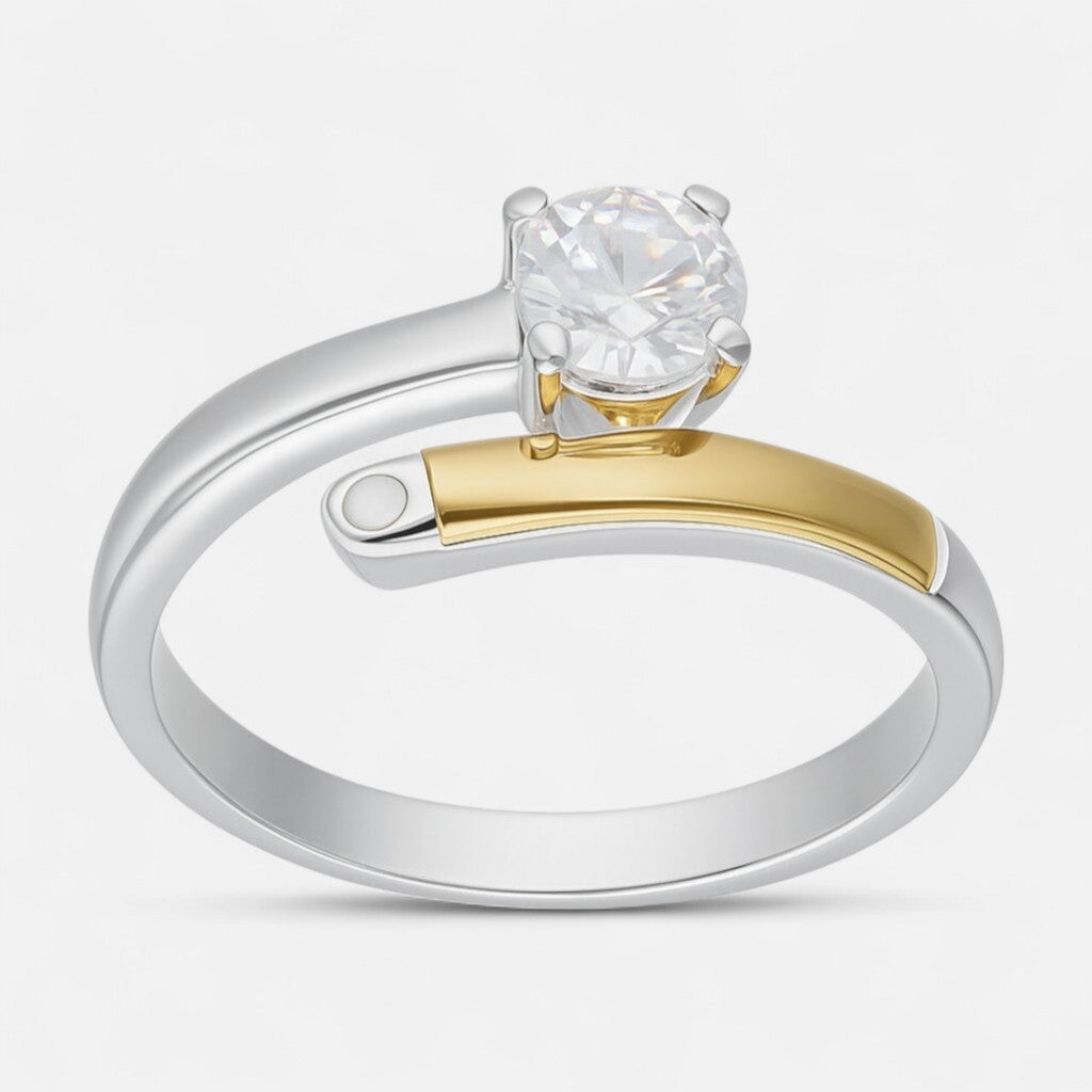 Anillo Circón Solitario Línea en Oro