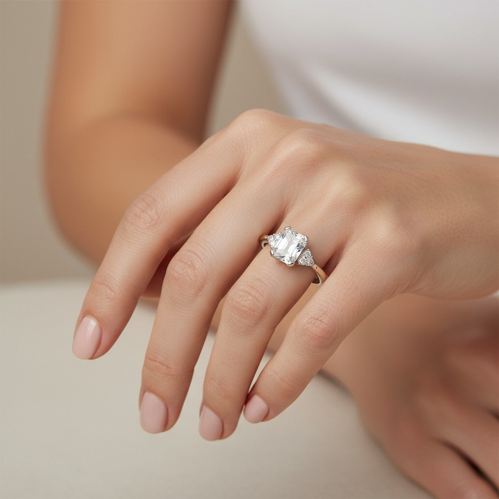 Anillo Circones Baguette con Oro