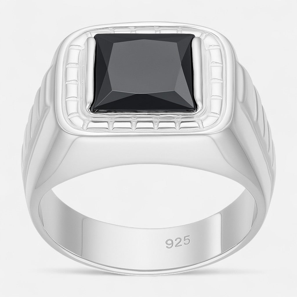 Anillo Sello Circón Ónix