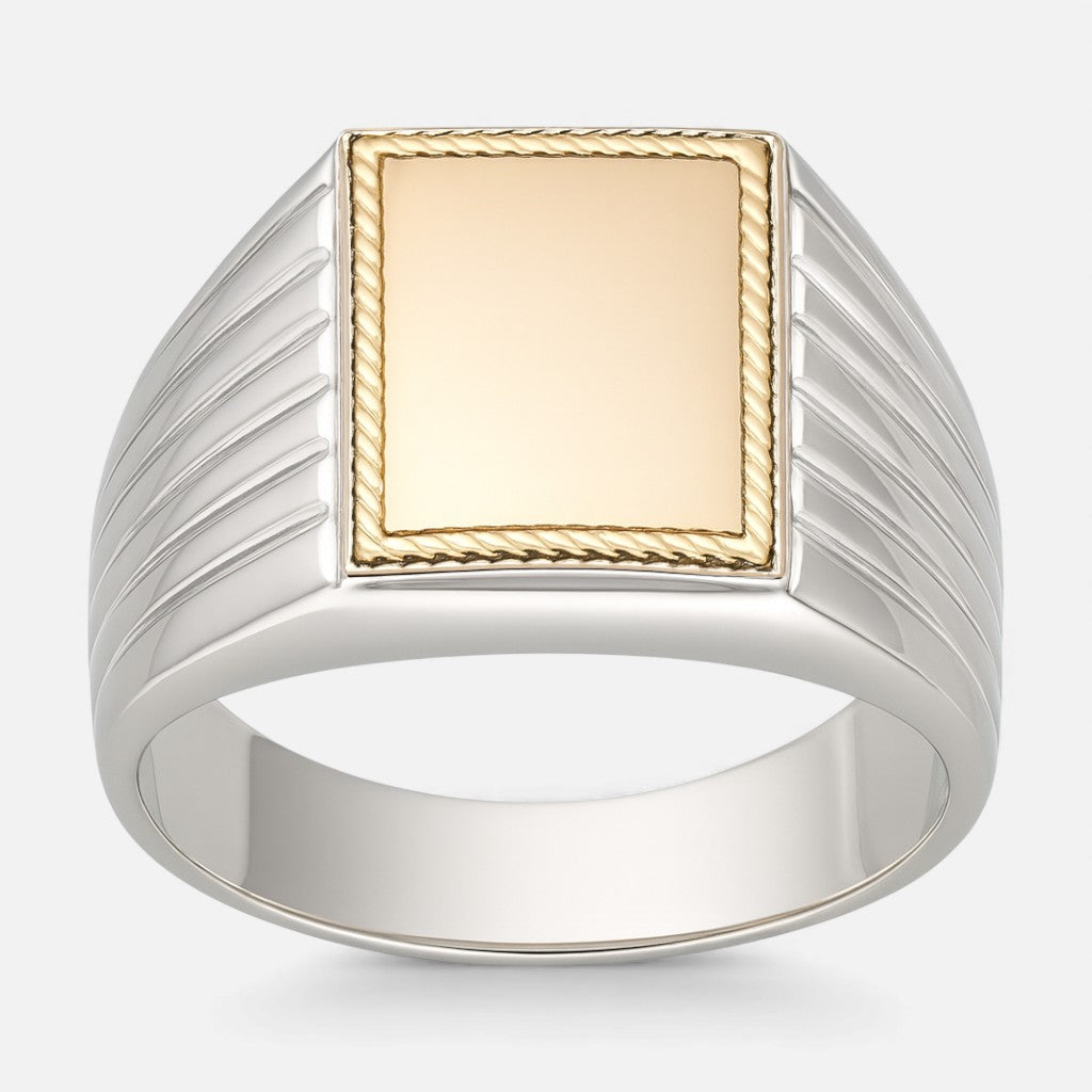 Anillo Sello Facetado en Oro