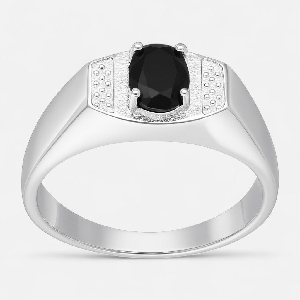 Anillo Sello Circón Ónix