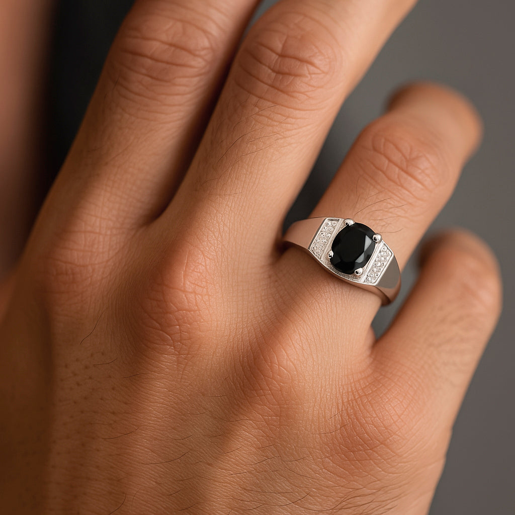 Anillo Sello Circón Ónix