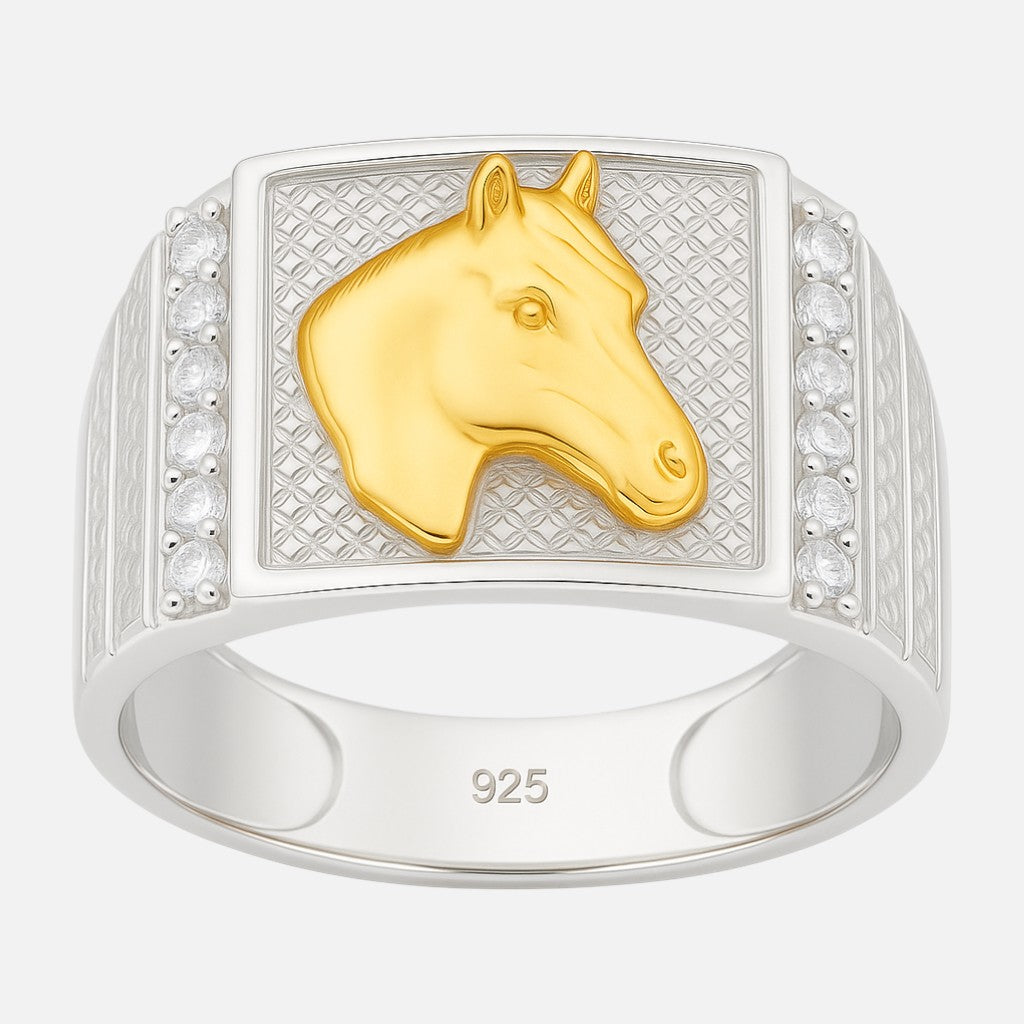 Anillo Sello Circones Caballo en Oro