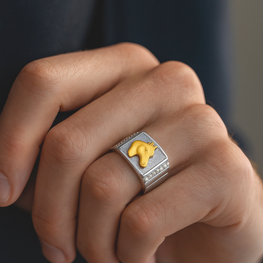Anillo Sello Circones Caballo en Oro
