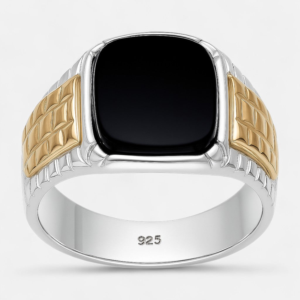 anillo sello onix con oro