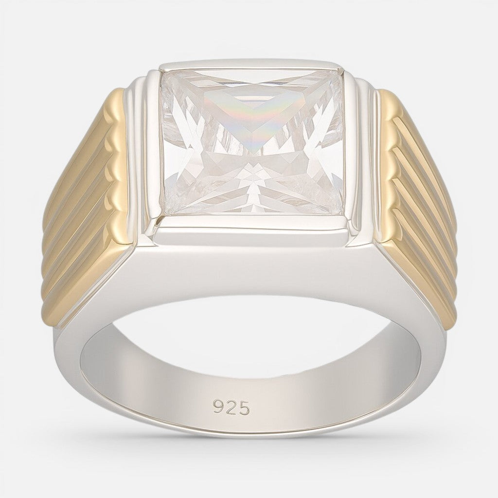 Anillo Sello Circón con Oro