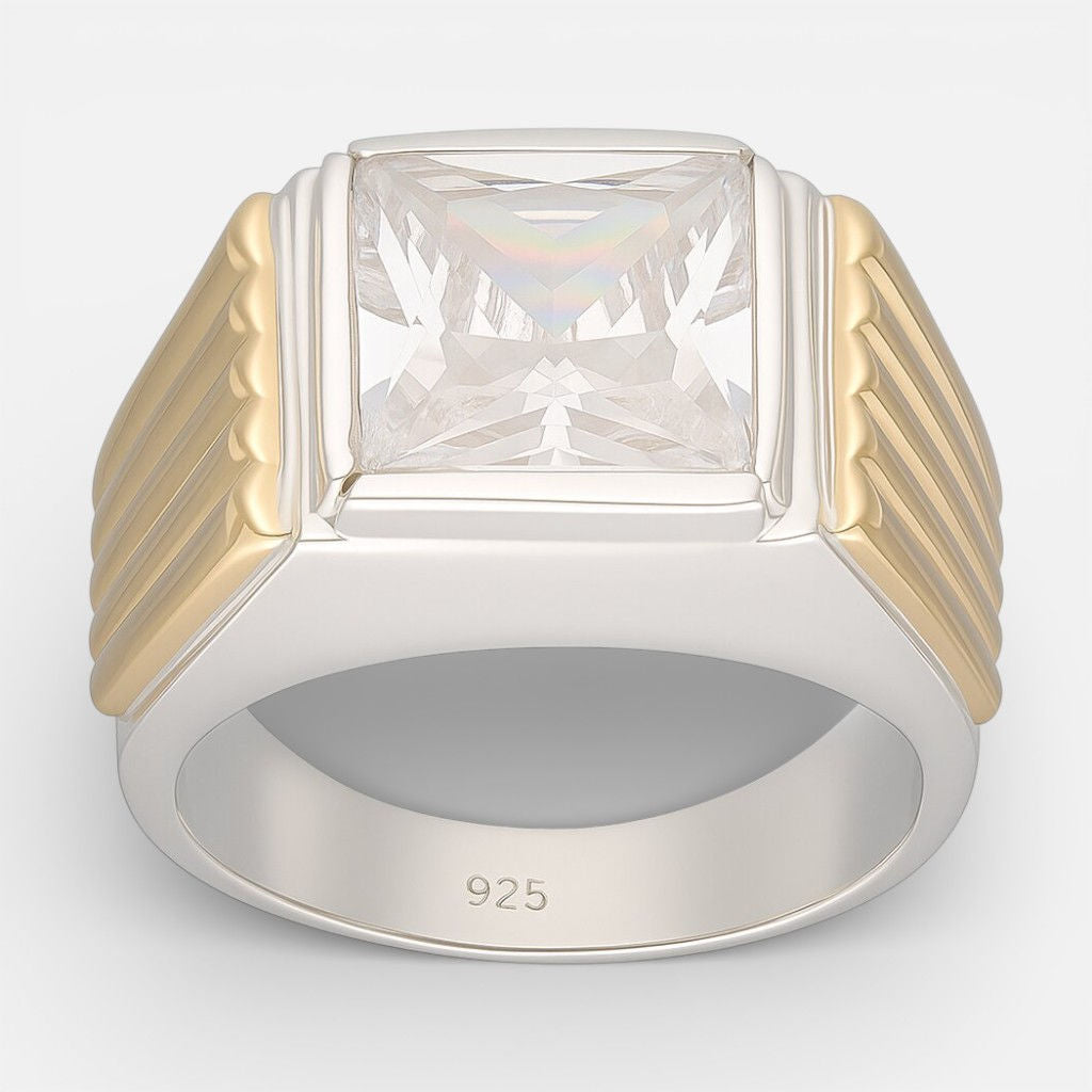 Anillo Sello Circón con Oro