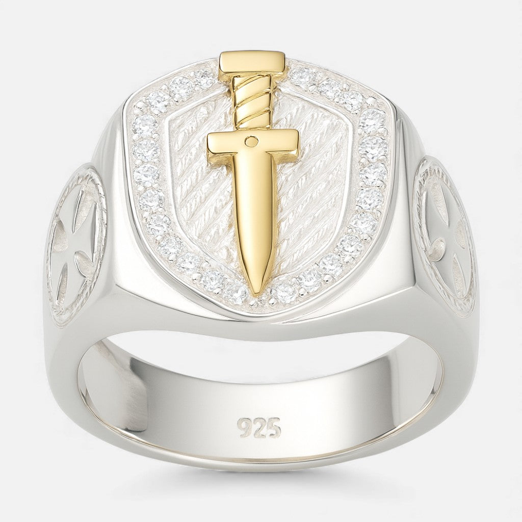 Anillo Sello Espada en Oro Circones