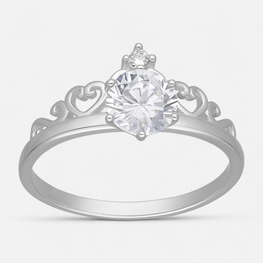 Anillo Corona Corazones Circón