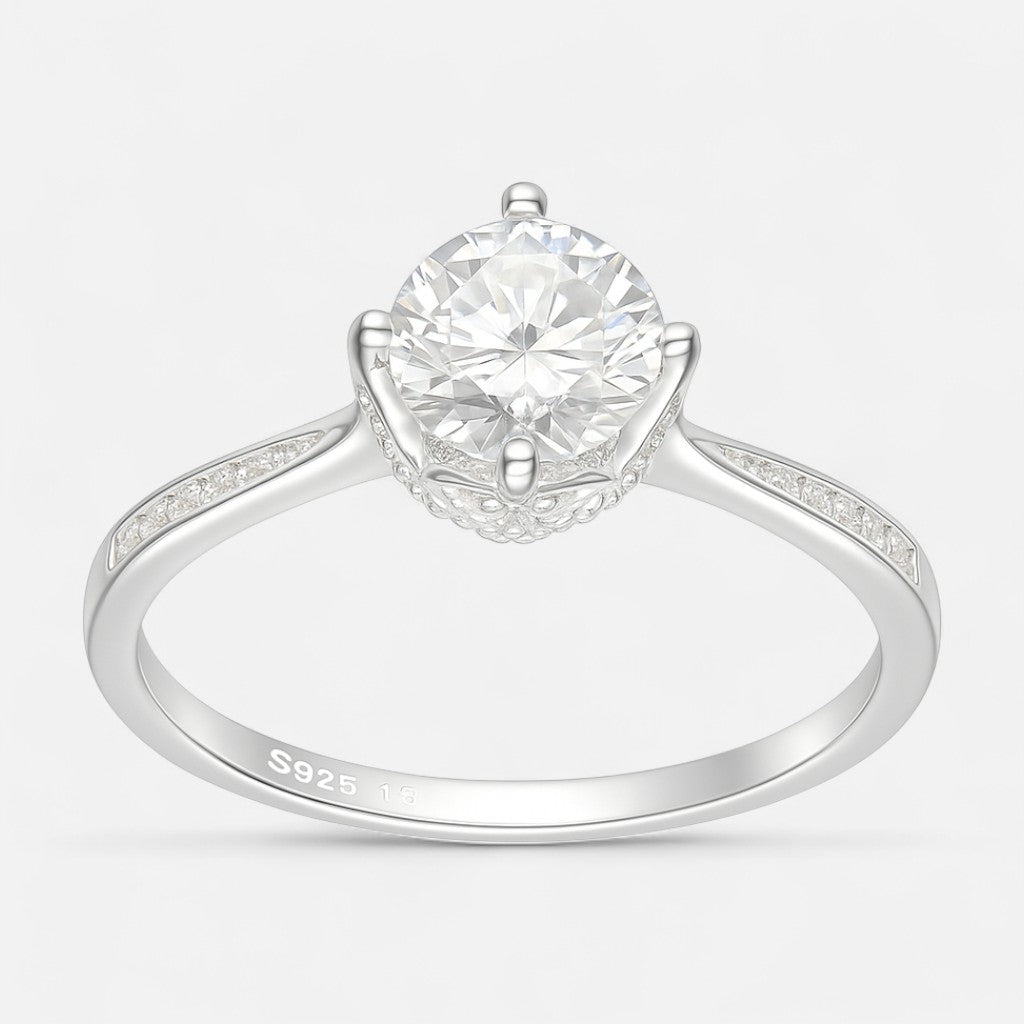 Anillo Solitario Moissanita y Circones