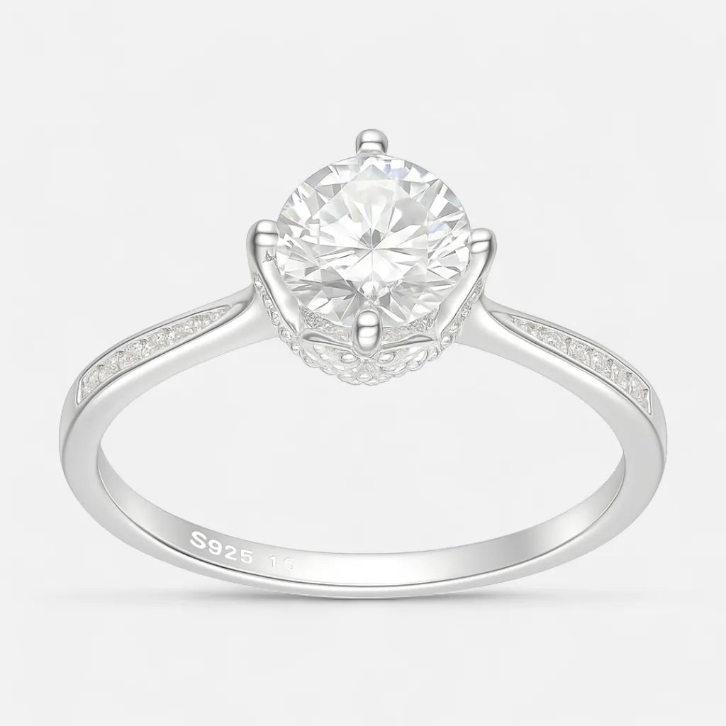 Anillo Solitario Moissanita y Circones