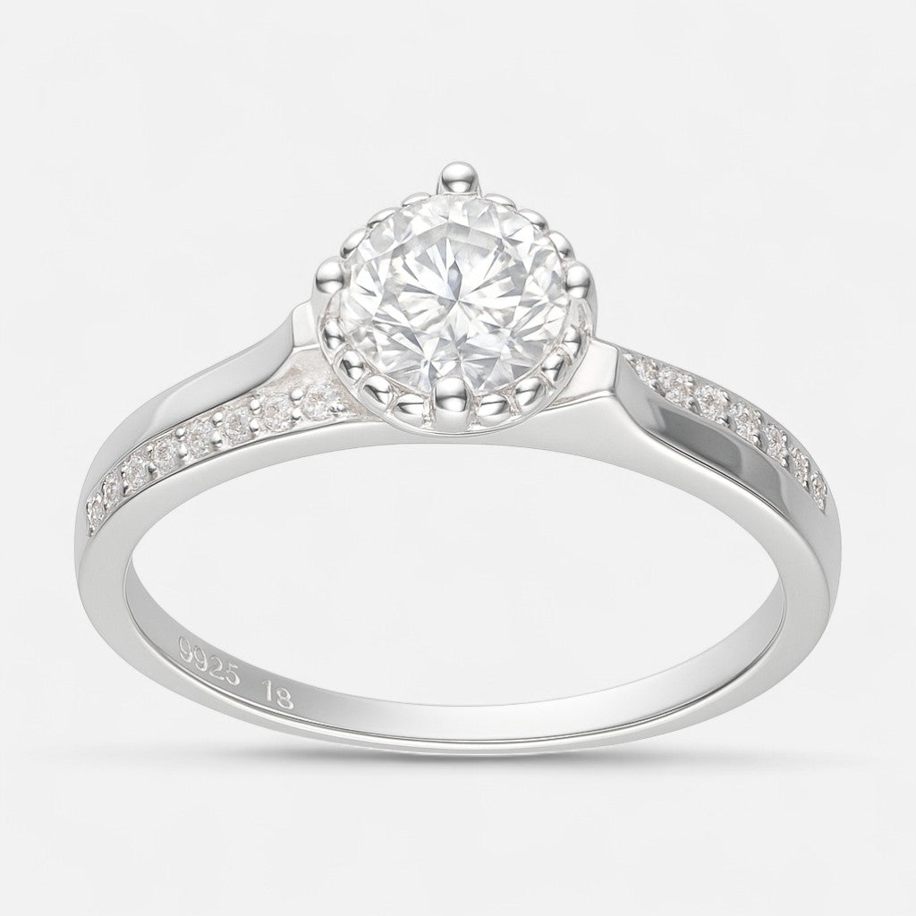 Anillo Solitario Moissanita y Circones